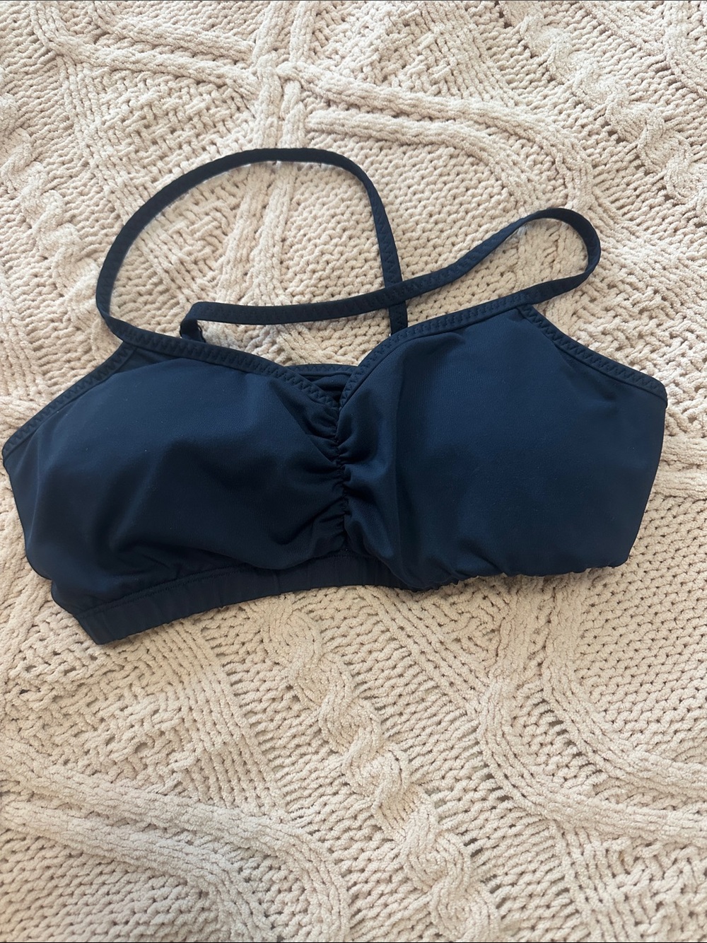 Solid Navy Women's Swim Bikini Top with Adjustable Straps